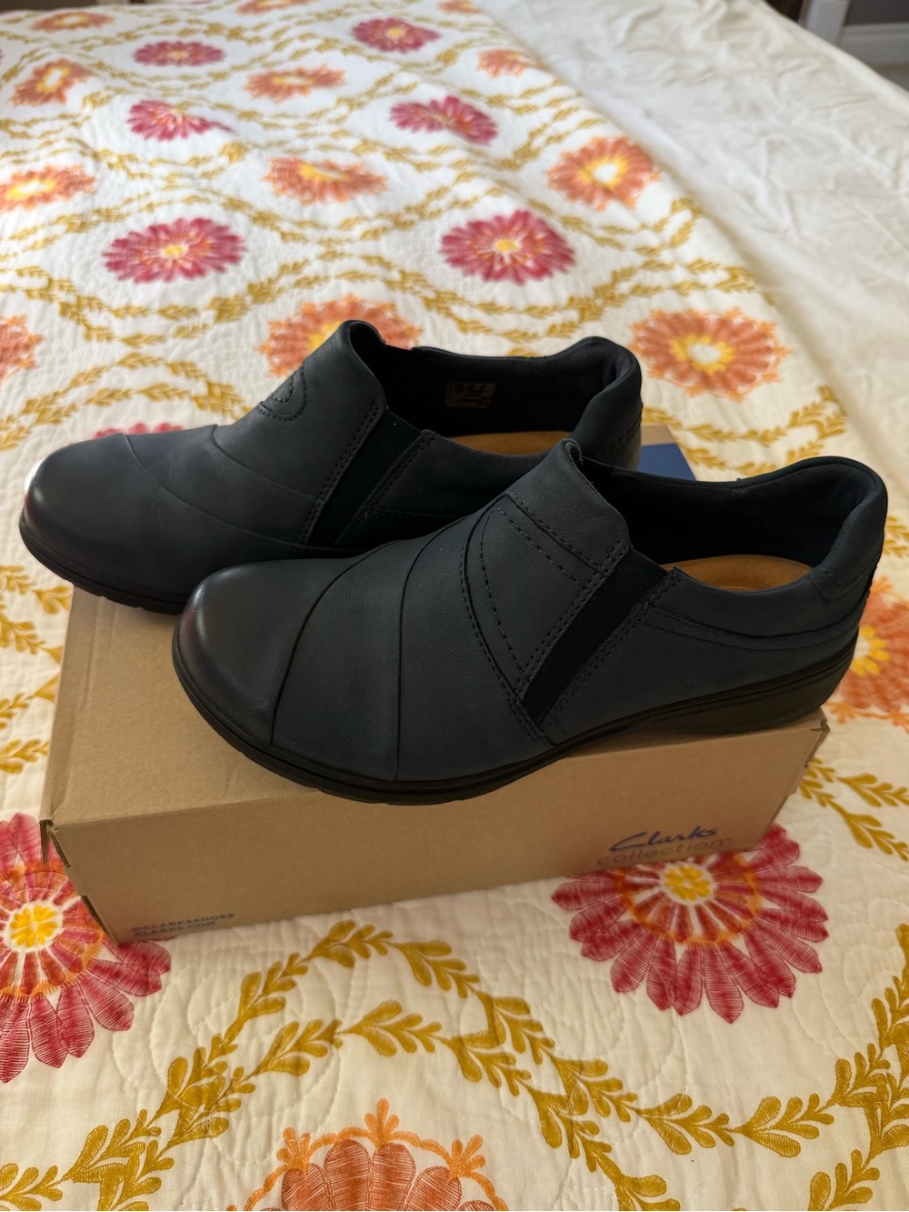 Clarks Navy Nubuck Carleigh Abby Slip-ons